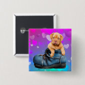 ラブハートドグドゥボルドーパピーin a Boot 缶バッジ (正面&裏面)