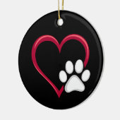 ラブハートドッグポーバレンタインデー犬愛好家 セラミックオーナメント (左)