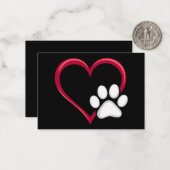 ラブハートドッグポーバレンタインデー犬愛好家 ノートカード (正面/裏面インサイチュ)