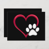 ラブハートドッグポーバレンタインデー犬愛好家 ポストカード (正面/裏面)