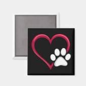 ラブハートドッグポーバレンタインデー犬愛好家 マグネット (正面/裏面)