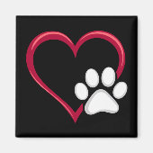 ラブハートドッグポーバレンタインデー犬愛好家 マグネット (正面)