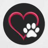 ラブハートドッグポーバレンタインデー犬愛好家 ラベル (デザイン1)