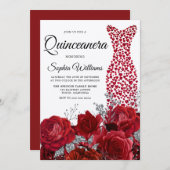 ラブハートドレスレッドローゼスキンセアニェラパーティー 招待状 (正面/裏面)