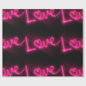 ラブハートネオンホットピンクブラックラッピング紙 ラッピングペーパー (フラット)