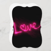 ラブハートネオンホットピンクブラック結婚式招待状 招待状 (正面/裏面)