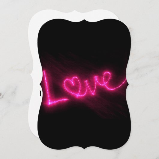 ラブハートネオンホットピンクブラック結婚式招待状 招待状 (正面/裏面)