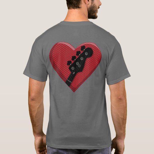 ラブハートバスギターAmpグリルミュージック付き Tシャツ (裏面)