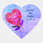ラブハートバパーソナライズされたロ結婚ン ハートシール (正面)