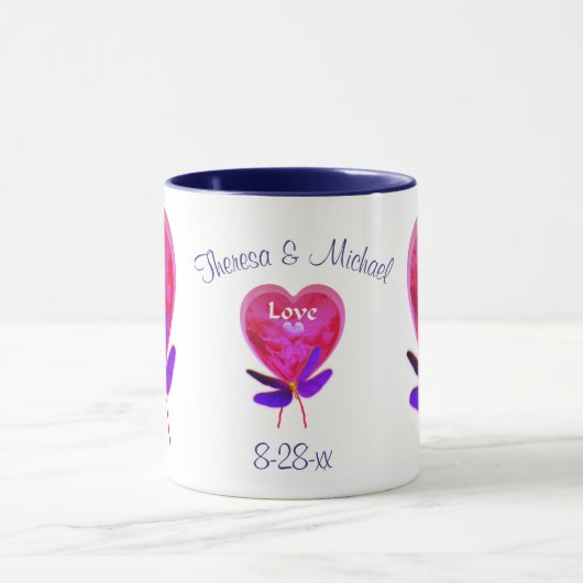 ラブハートバパーソナライズされたロ結婚ン マグカップ (中央)