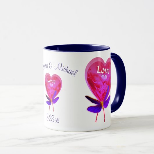 ラブハートバパーソナライズされたロ結婚ン マグカップ (正面右)