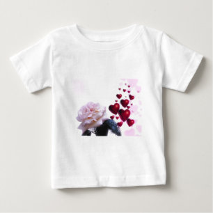 ラブハートバラ花フラワーデスティニー自然 ベビーTシャツ