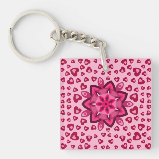 ラブハートバレンタイン誕生日ギフトキーチェーン キーホルダー (正面)
