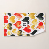 ラブハートバレンティインロマンチックパターン（の模様が）あるかわいい ハンドタオル (ハンドタオル)