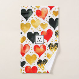 ラブハートバレンティインロマンチックパターン（の模様が）あるかわいい ハンドタオル