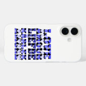 ラブハートパターンブルー Case-Mate iPhoneケース (裏面 (横))