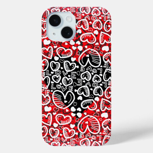 ラブハートパターンレッドホワイトiPhoneケース Case-Mate iPhoneケース (裏面)