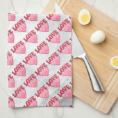 ラブハートパターン キッチンタオル (四つ折り)