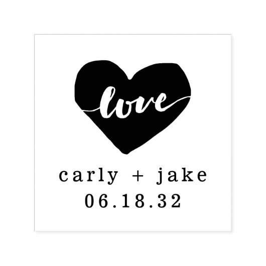 ラブハートパーソナライズされたウェディングスタンプ セルフインキングスタンプ (デザイン)