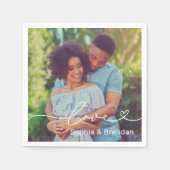 ラブハートパーソナライズされたス結婚クリプトの写真 スタンダードカクテルナプキン (正面)