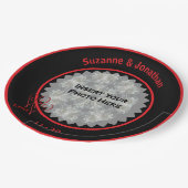 ラブハートパーソナライズされたブ結婚ラックの写真 ペーパープレート (アングル)