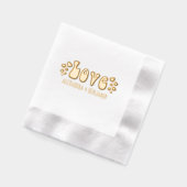 ラブハートヒッピーBoho 60sタイポグラフィカップル名 箔ナプキン (左)