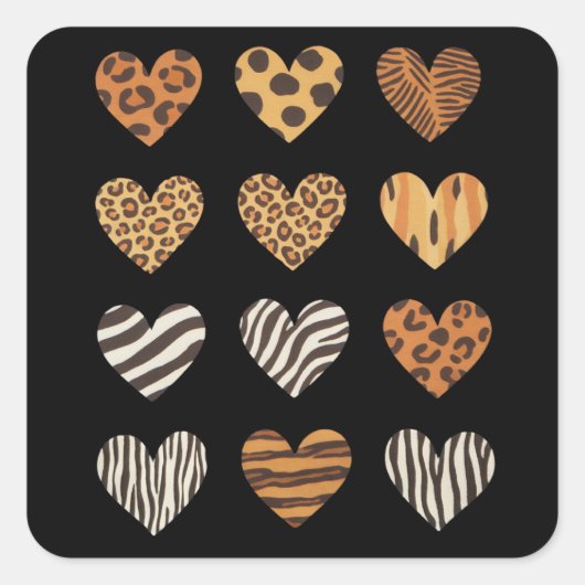 ラブハートヒョウかわいいバレンタインデー スクエアシール (正面)
