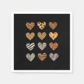 ラブハートヒョウかわいいバレンタインデー スタンダードカクテルナプキン (正面)