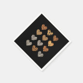 ラブハートヒョウかわいいバレンタインデー スタンダードカクテルナプキン (角)