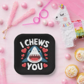 ラブハートヒョウかわいいバレンタインデー ペーパープレート (パーティー)