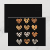 ラブハートヒョウかわいいバレンタインデー ポストカード (正面/裏面)