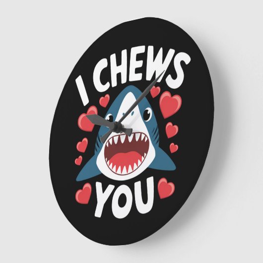 ラブハートヒョウかわいいバレンタインデー ラージ壁時計 (傾斜)