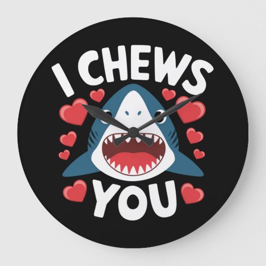 ラブハートヒョウかわいいバレンタインデー ラージ壁時計 (正面)