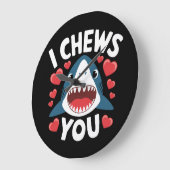 ラブハートヒョウかわいいバレンタインデー ラージ壁時計 (傾斜)