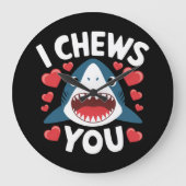 ラブハートヒョウかわいいバレンタインデー ラージ壁時計 (正面)