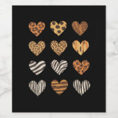 ラブハートヒョウかわいいバレンタインデー ワインラベル (シングルラベル)