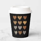 ラブハートヒョウかわいいバレンタインデー 紙コップ (正面)