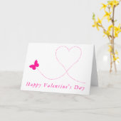 ラブハートピンクバタフライバレンタインデーカード カード (黄色い花)