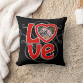 ラブハートフォトフレームカスタム枕 クッション (ブランケット)