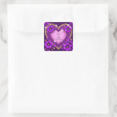 ラブハートフレーム グリッターと花 スクエアシール (バッグ)