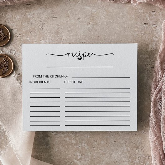 ラブハートブライダルシャワーレシピカード ポストカード