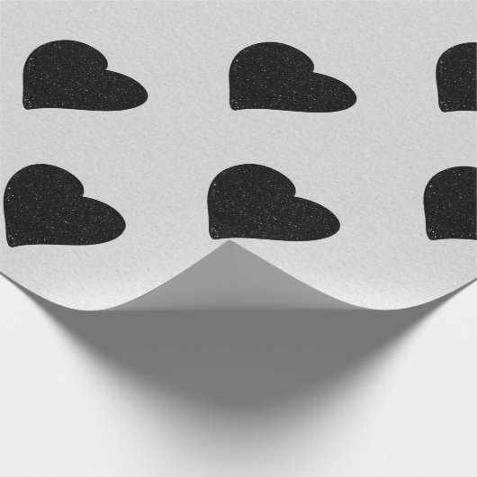 ラブハートブラックグリッターバレンタイン ラッピングペーパー (角)