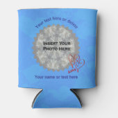 ラブハートブルーパーソナライズされたフォト 缶クーラー (正面)