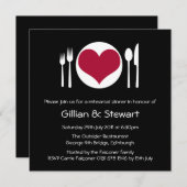 ラブハートプレートリハーサルディナー招待状-レッド 招待状 (正面/裏面)