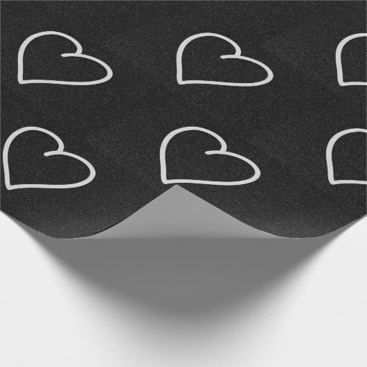 ラブハートホワイトグリッターバレンタインズラッピングペーパー ラッピングペーパー (角)