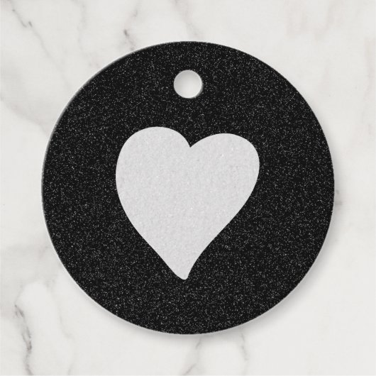 ラブハートホワイトグリッターバレンタイン フェイバータグ (正面)
