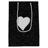 ラブハートホワイトグリッターバレンタイン ミディアムペーパーバッグ (裏面)