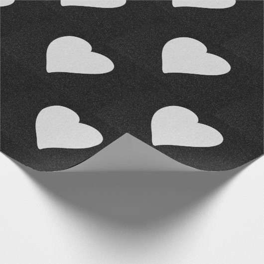 ラブハートホワイトグリッターバレンタイン ラッピングペーパー (角)