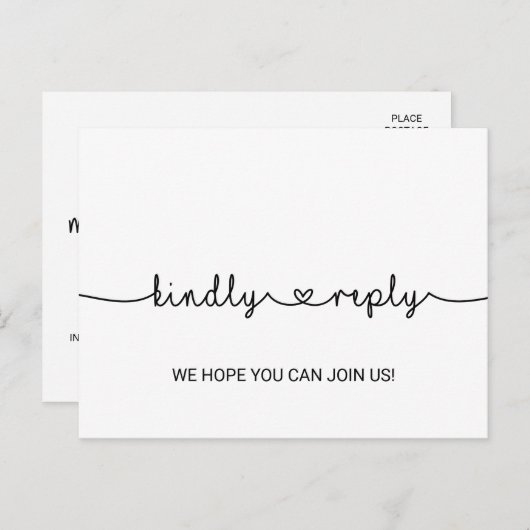 ラブハートメニュー選択RSVPポストカード インビテーションポストカード (正面/裏面)