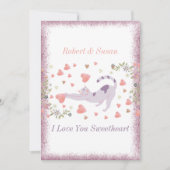 ラブハートモダントレンディーかわいい猫バレンタインデー シーズンカード (正面)